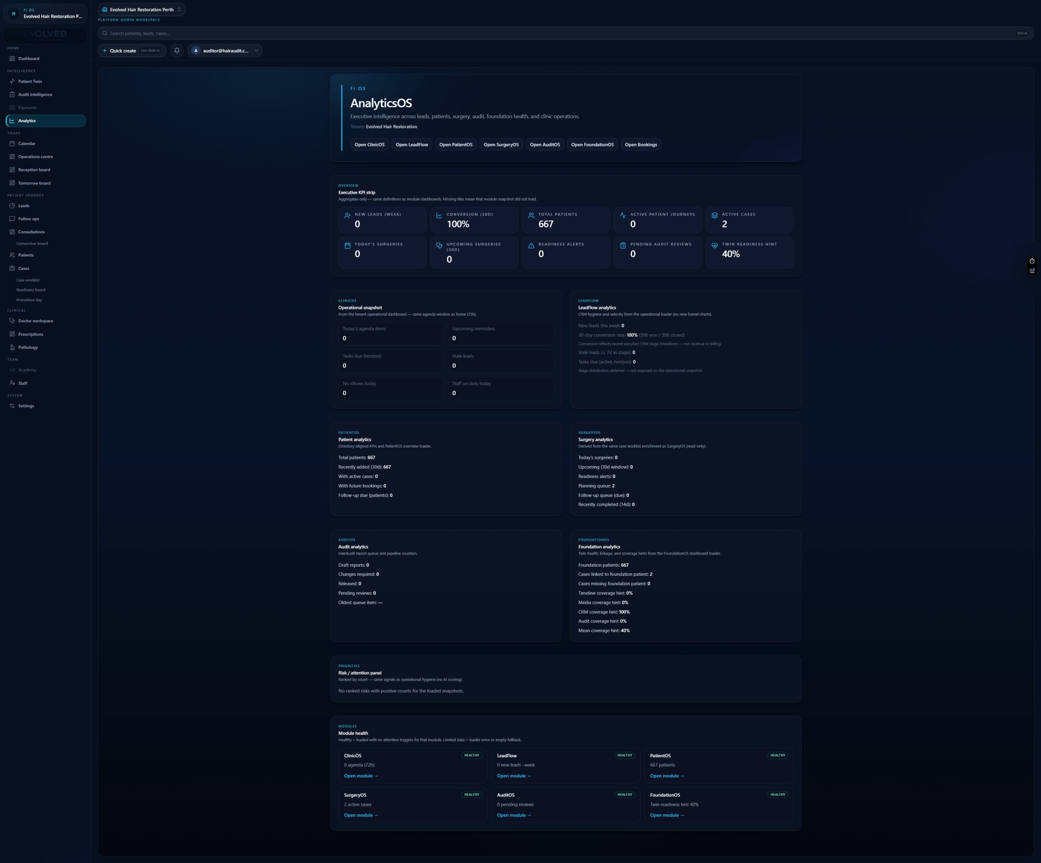 AnalyticsOS — FI OS interface preview
