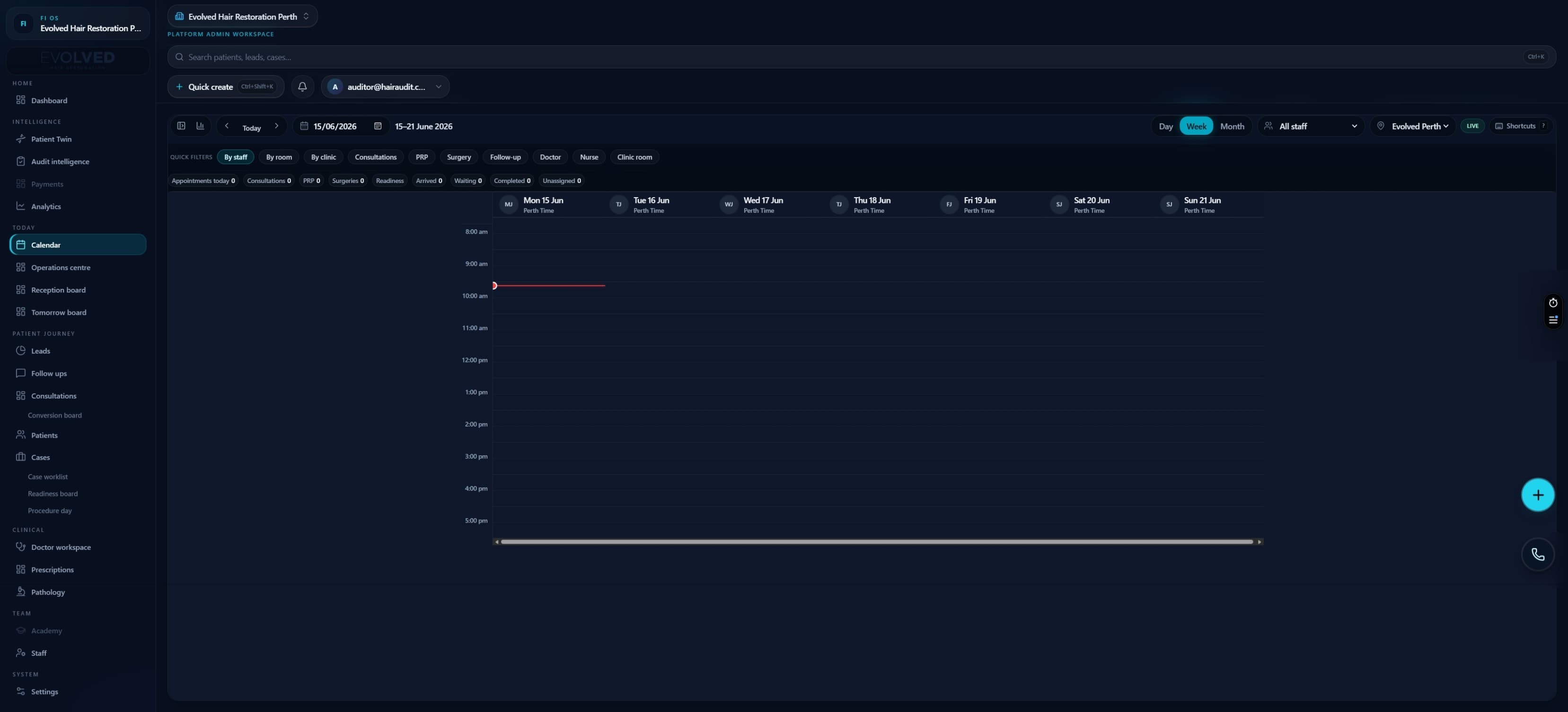 ClinicOS — FI OS interface preview